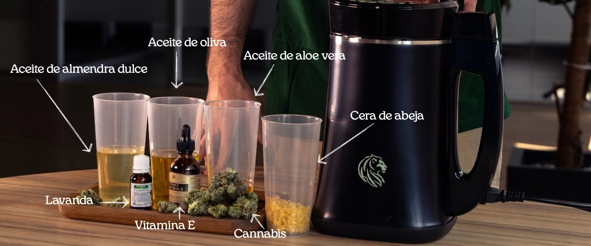 Descubre los ingredientes naturales de un bálsamo de cannabis: aceites, lavanda, vitamina E, cera de abeja y cannabis