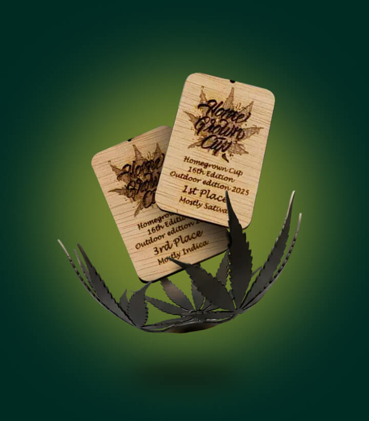 Premios de la Homegrown Cup ganados por RQS, con los trofeos de primer y tercer puesto de la edición Outdoor 2025