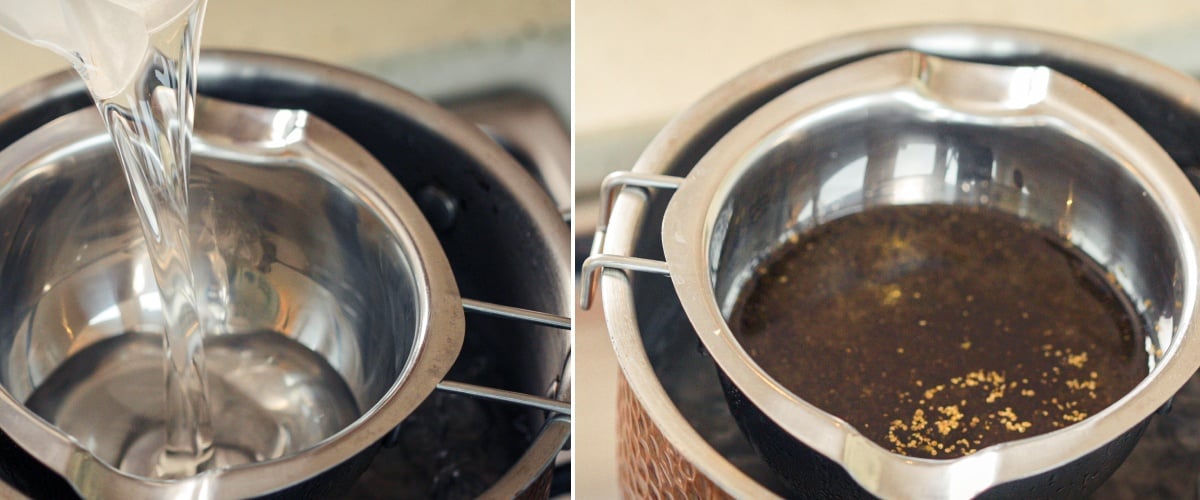 Paso 2: Infusionar Cannabis Descarboxilado en Aceite MCT Infusion de cannabis descarboxilado en aceite MCT usando un baño maría para extraer suavemente los cannabinoides